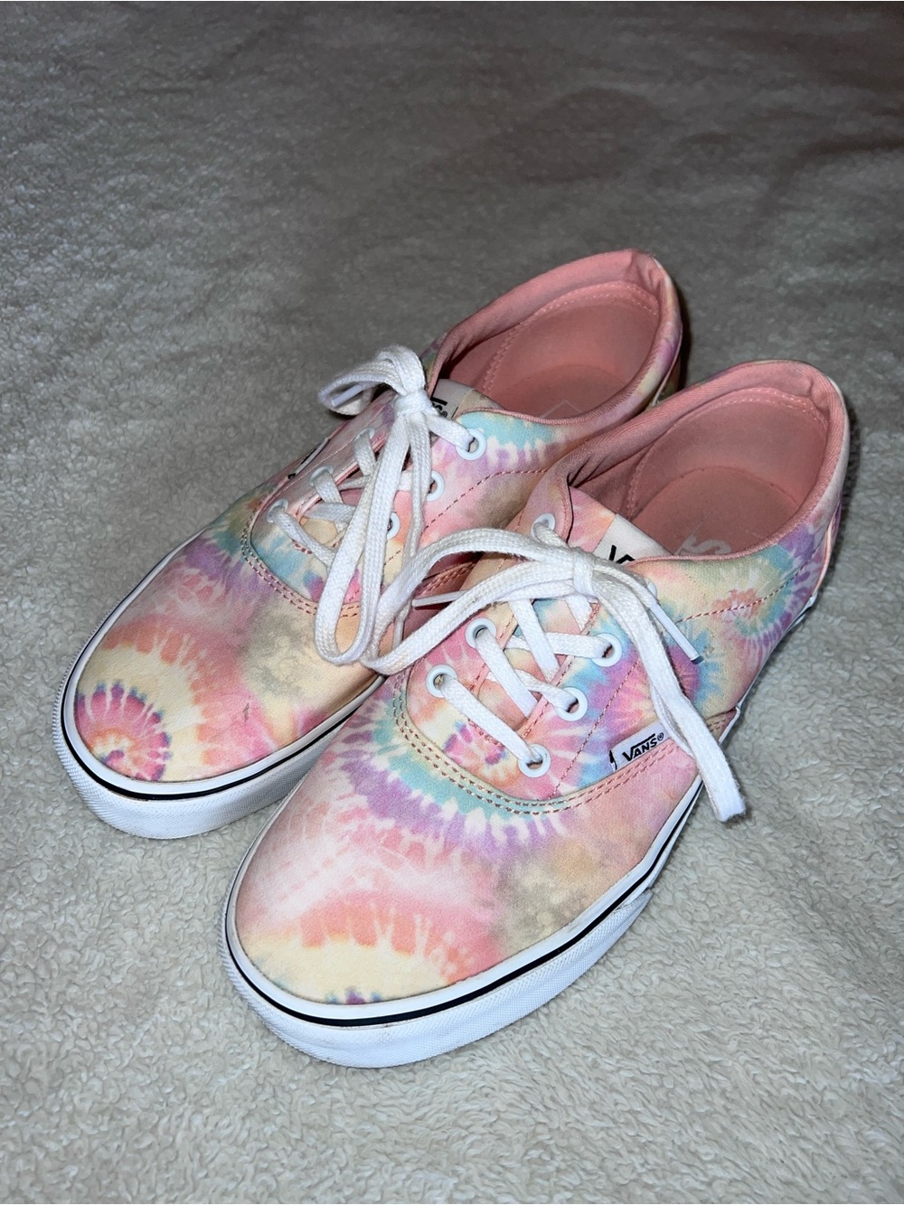 Vans Tie Dye Sneakers Pastel Pink Purple Yellow Canvas Low Tops